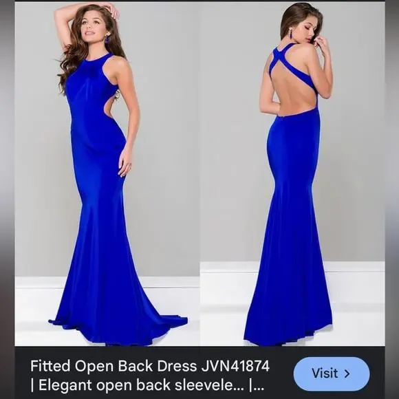 JVN Jovani royal blue open back dress - Picture 3 of 8